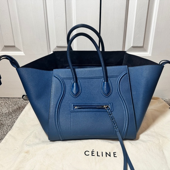 Celine Handbags - Céline Large Luggage Tote • Blue Grained Leather • Excellent Condition